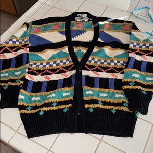 Vtg Members Only Handframe Knit Aztec Sweater M 🐈‍⬛